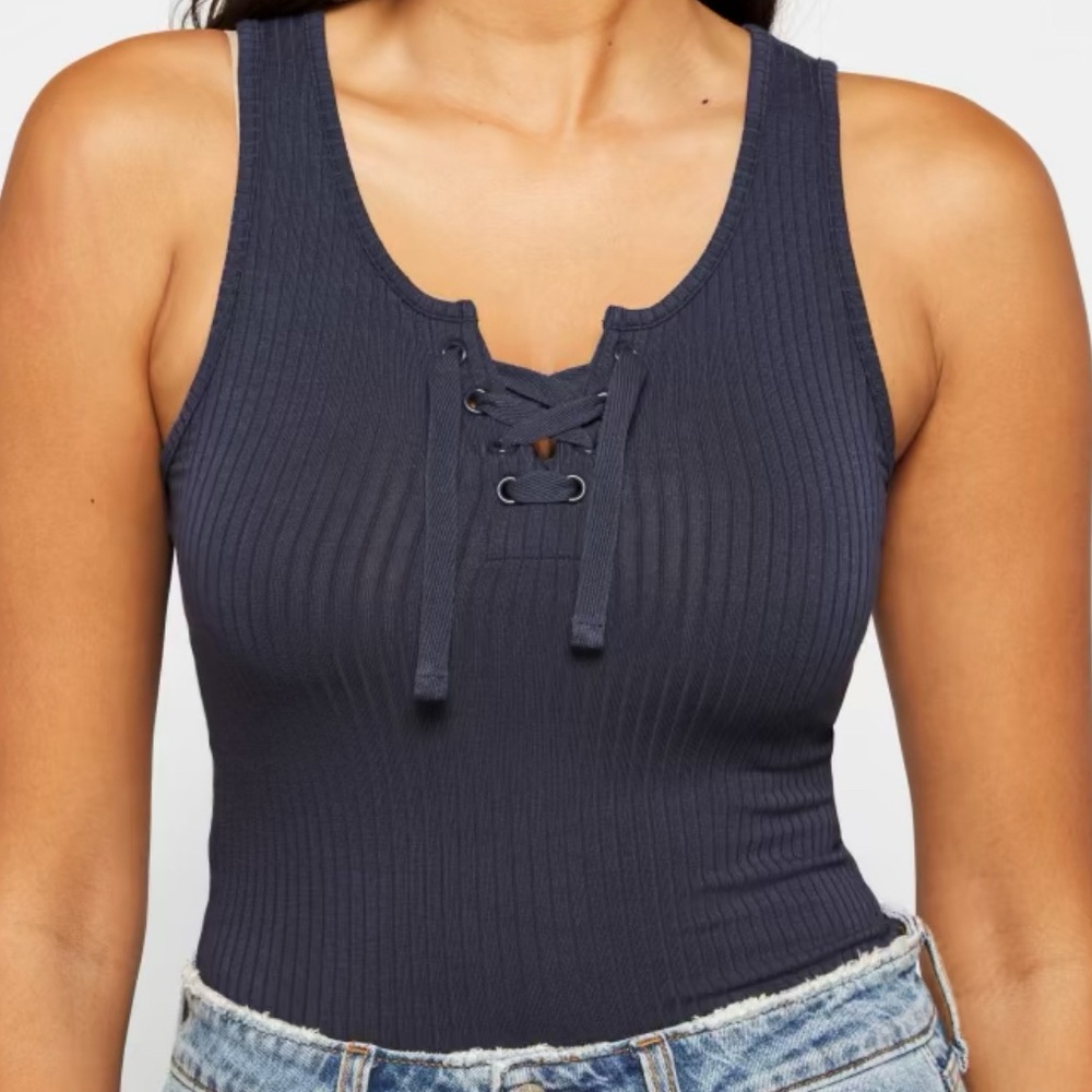 NWT Navy Lace-Up Tank Top
